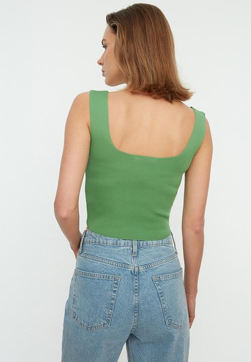 Koton - Square collar knitwear blouse - green
