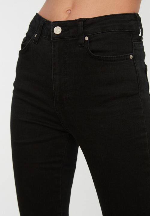 Koton - High waist flare jeans with black slit - black