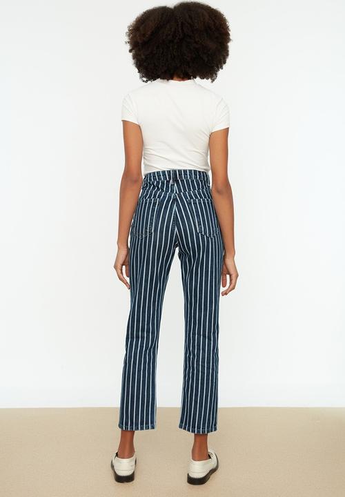 Koton - Printed high waist straight jeans - navy