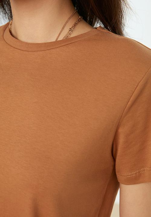 Koton - Crew neck 2-pack knitted t-shirt - camel & white
