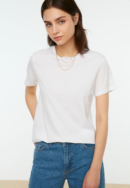 Koton - Crew neck 2-pack knitted t-shirt - camel & white