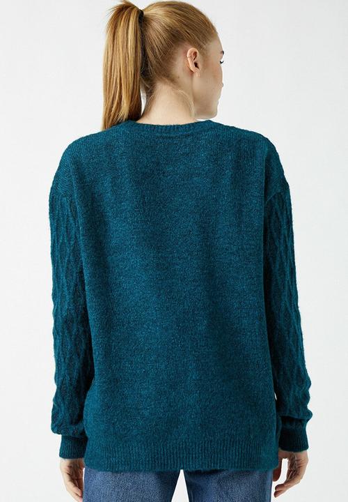 Koton - Crew neck, long sleeve jumper - green