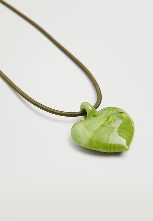MANGO - Heart pendant necklace - green
