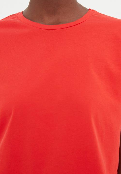 Koton - 2 Pack striped-plain knitted T-shirt - red & pink