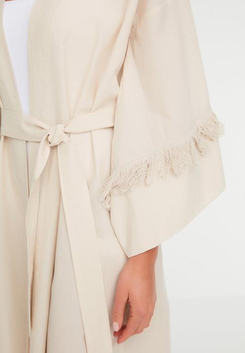 Trendyol - Tassel detailed kimono kaftan  - beige