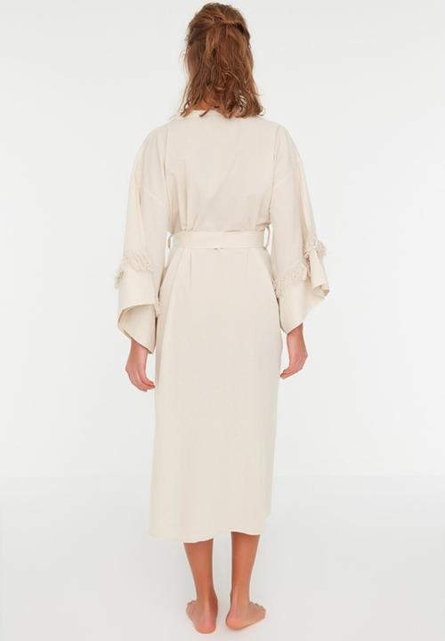 Trendyol - Tassel detailed kimono kaftan  - beige