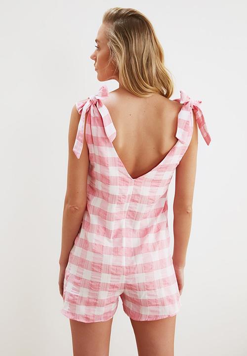 Trendyol - Plaid overalls - pink