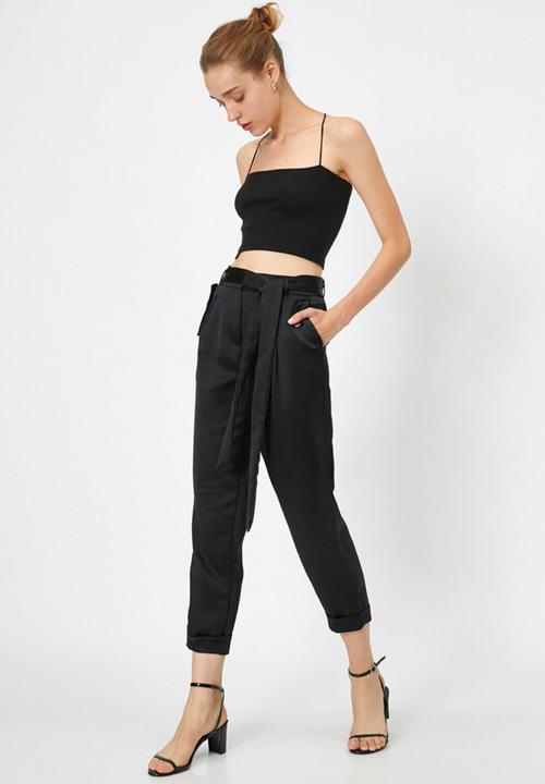 Koton - Belted high waist trousers - black