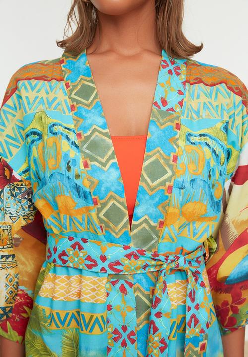 Trendyol - Tropical patterned kimono kaftan   - multi
