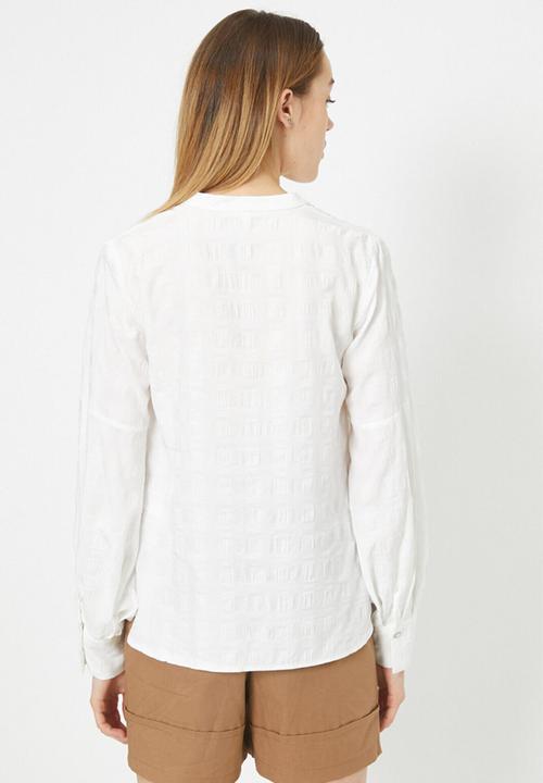 Koton - V-neck long sleeve shirt - white