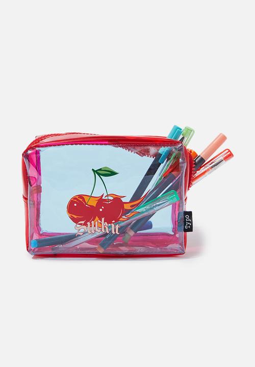 Typo - Niki clear pencil case - suck it cherries