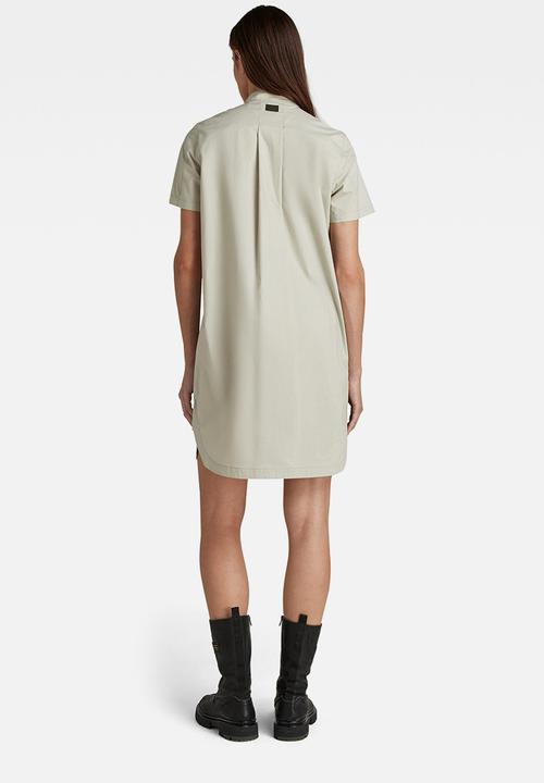 G-STAR - Millery v neck shirt  short sleeve dress - mineral gray
