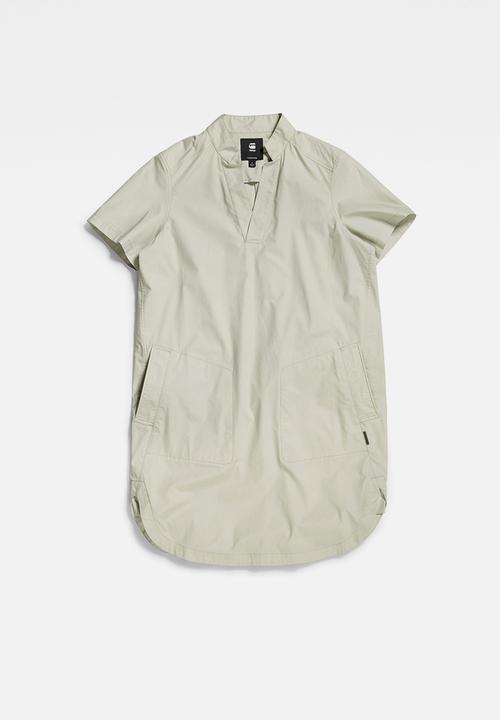 G-STAR - Millery v neck shirt  short sleeve dress - mineral gray