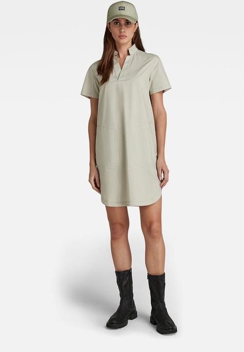 G-STAR - Millery v neck shirt  short sleeve dress - mineral gray