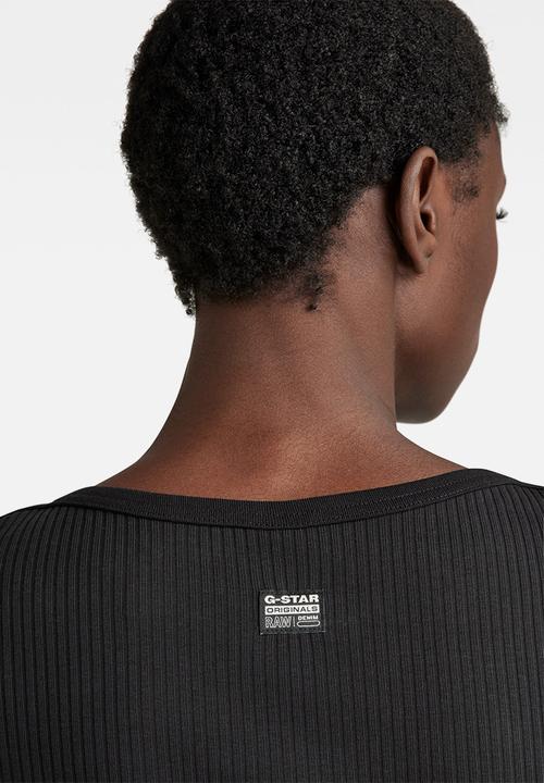 G-STAR - Slim rib boat 1\2 sleeve - dk black