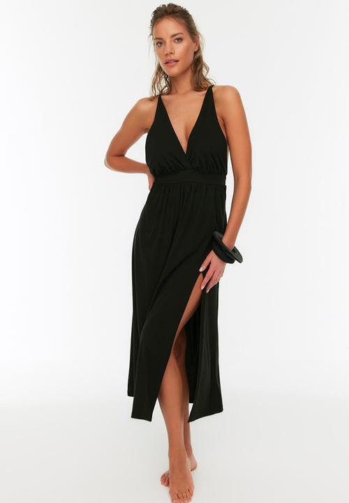 Trendyol - Slit back detailed beach dress - black
