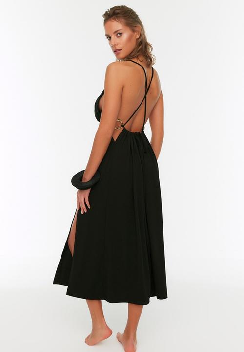 Trendyol - Slit back detailed beach dress - black