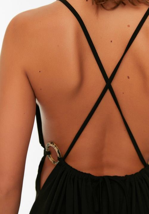 Trendyol - Slit back detailed beach dress - black