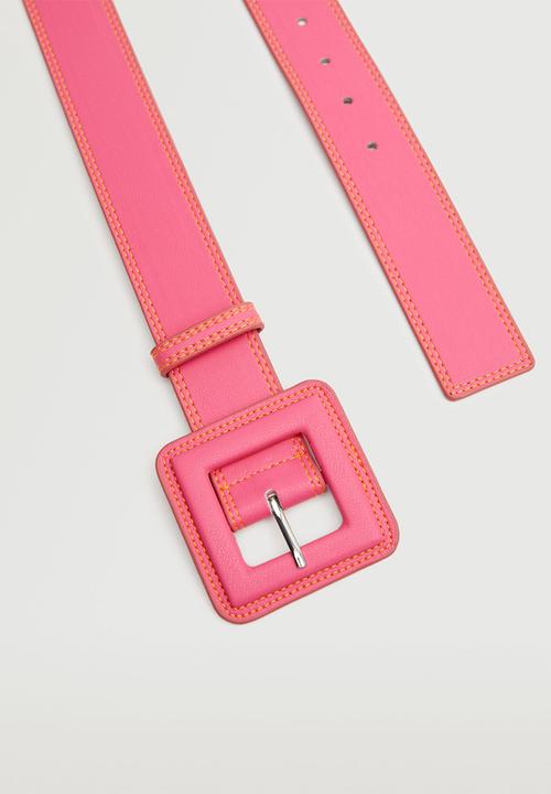 MANGO - Square buckle belt - pink