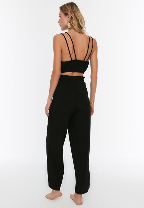 Trendyol - Ruffle detailed bottom-top set - black