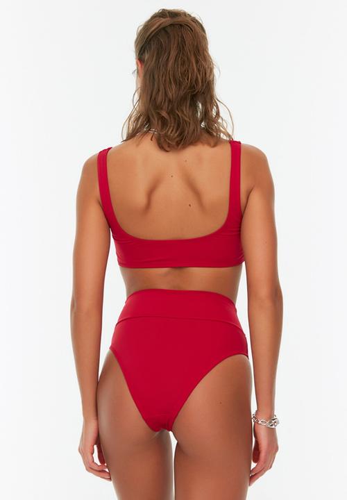 Trendyol - High waist bikini set - burgundy