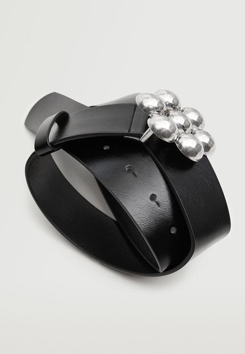 MANGO - Flower buckle belt - black