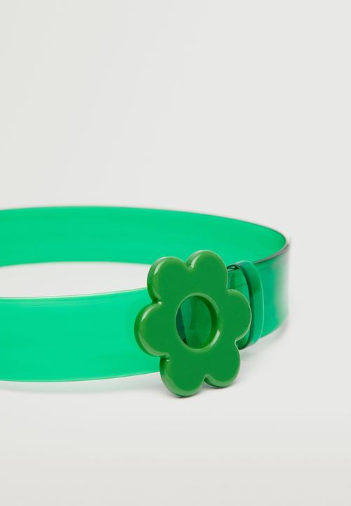 MANGO - Flower buckle belt - green