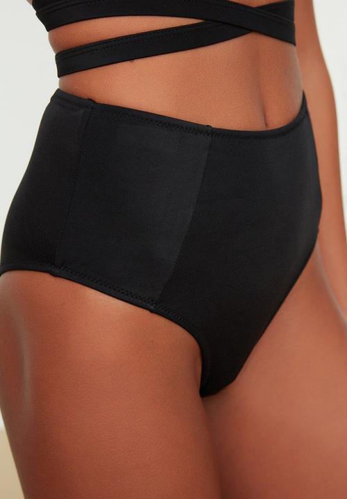 Trendyol - High waist bikini bottom - black