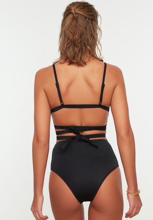 Trendyol - High waist bikini bottom - black