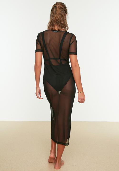 Trendyol - Mesh dress beach dress - black