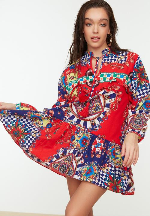 Trendyol - Mosaic patterned tasseled beach dress  - multi