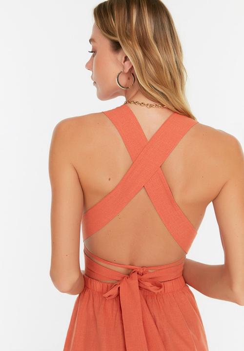 Trendyol - Cross tie detailed bottom-top set - orange