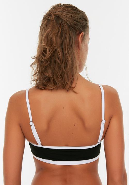 Trendyol - Bandeau bikini top - black & white