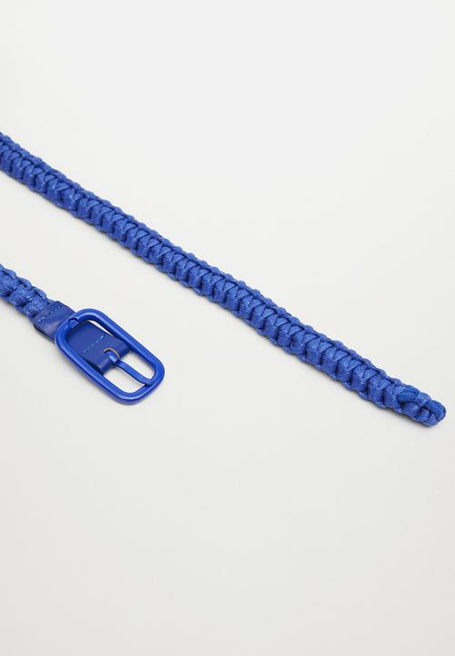 MANGO - Braided buckle belt - blue