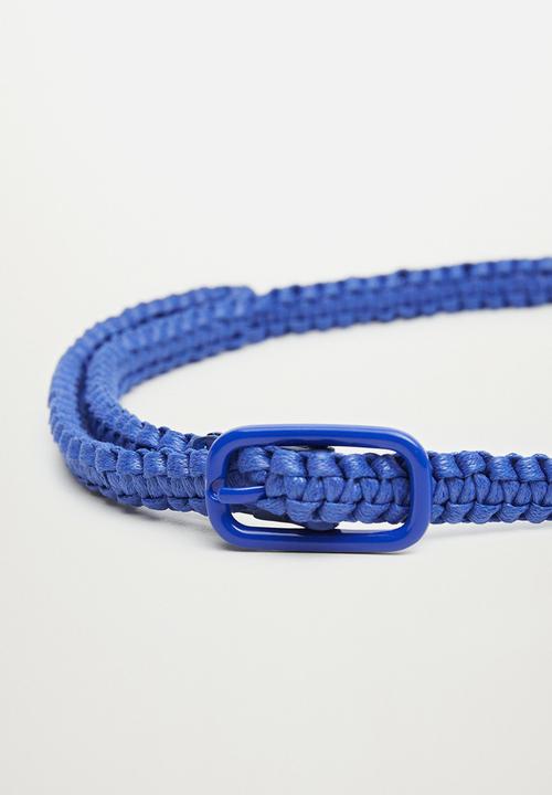 MANGO - Braided buckle belt - blue