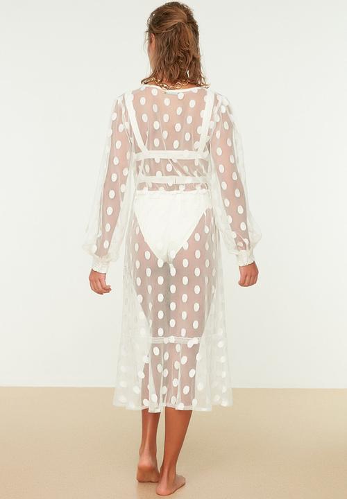 Trendyol - Print detail kimono kaftan - white