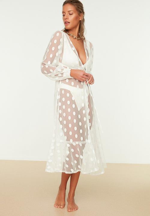 Trendyol - Print detail kimono kaftan - white