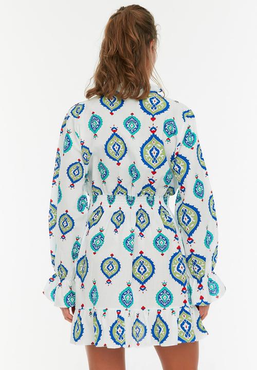 Trendyol - Ethnic patterned voile beach dress - white