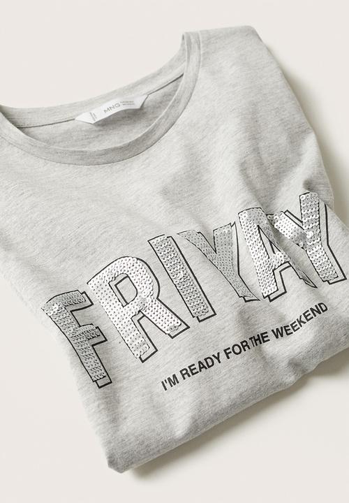 MANGO - T-shirt friyay - grey