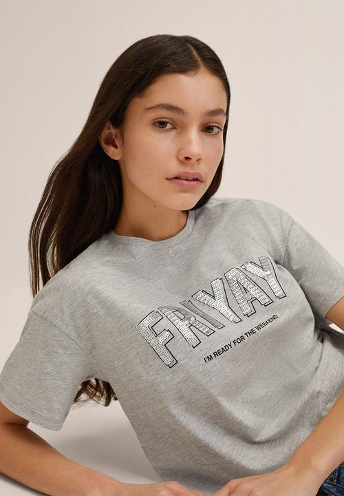 MANGO - T-shirt friyay - grey