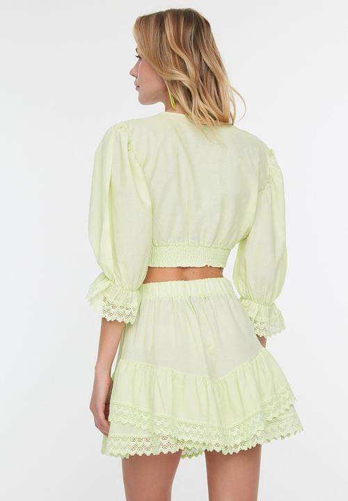Trendyol - Lace detailed voile bottom-top set - mint