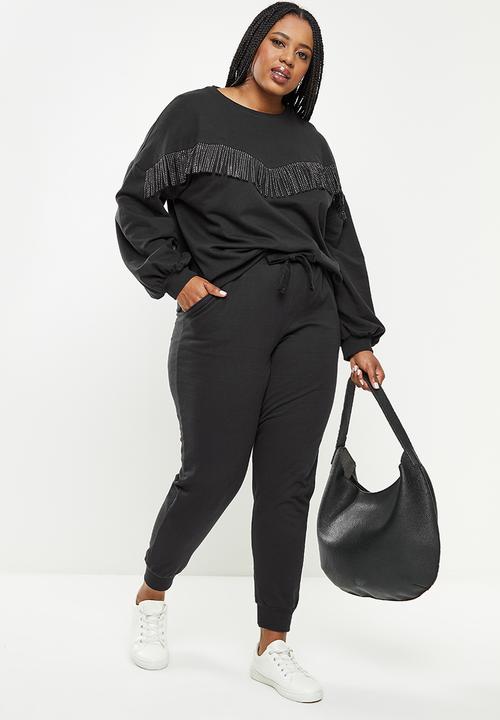 Me&B - Plus ballon sleeve sweatshirt - black