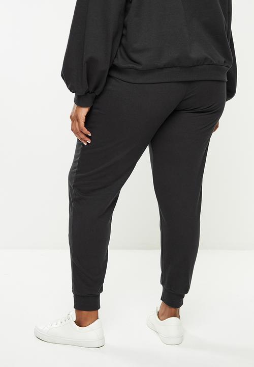 Me&B - Plus cotton fleece pants - black