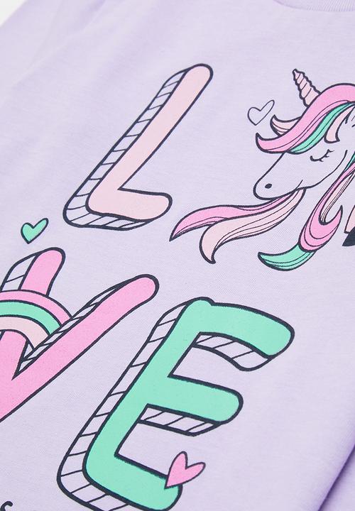 Pop Candy - 2 pack printed tee - lilac & grey