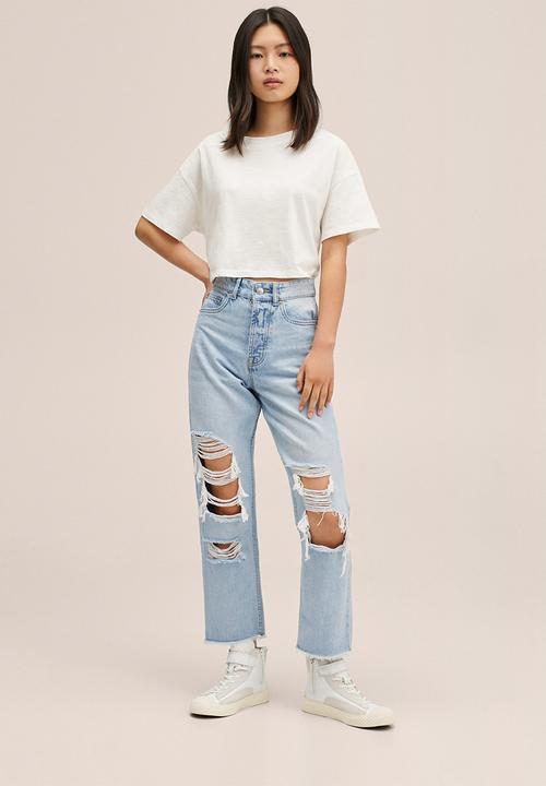 MANGO - Jean rotos - light blue