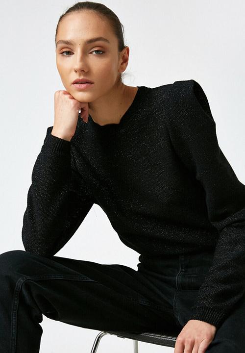 Koton - Crew neck shoulder pad sweater - black
