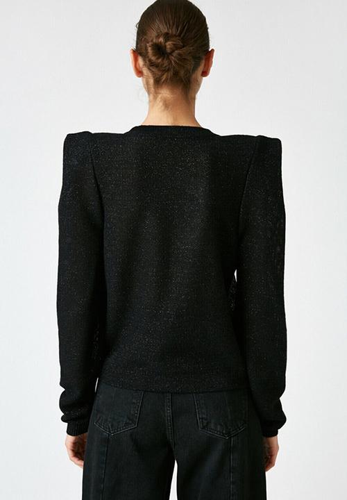 Koton - Crew neck shoulder pad sweater - black
