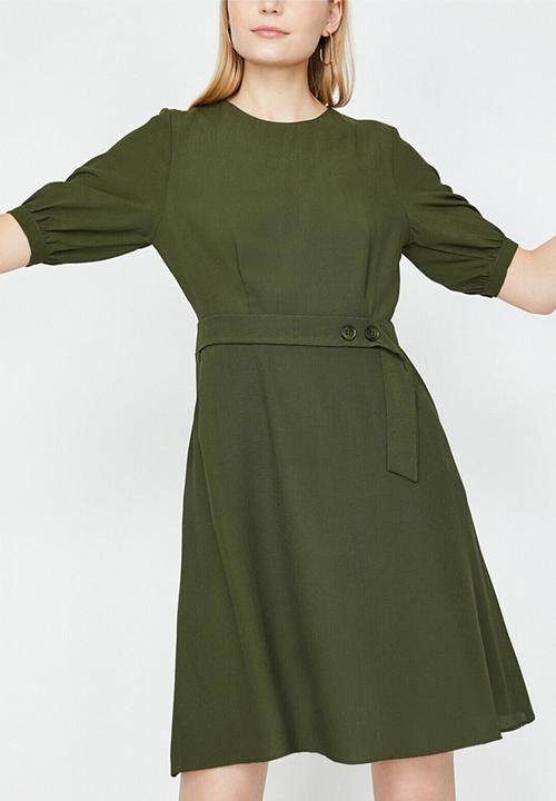 Koton - Short sleeve midi dress - khaki