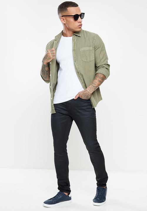 Cutty - Harper Skinny fit Coated Lux Denim  - Black