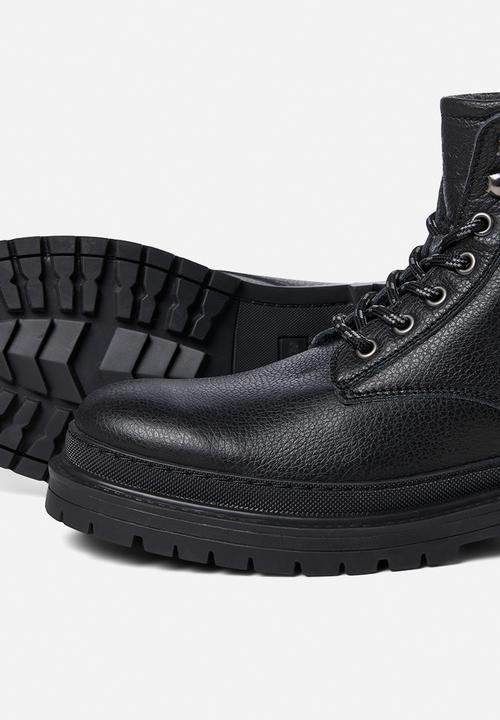 Jack & Jones - Defence leather boot - black